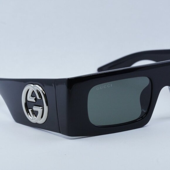 Gucci GG1646S 001 Sunglasses Black Rectangle Frame, Grey Lenses main image 5